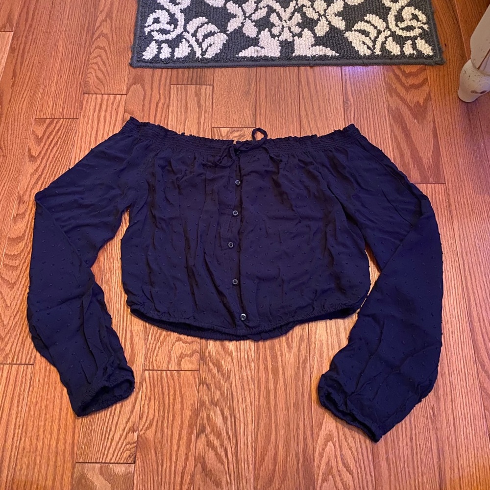 navy off the shoulder top
